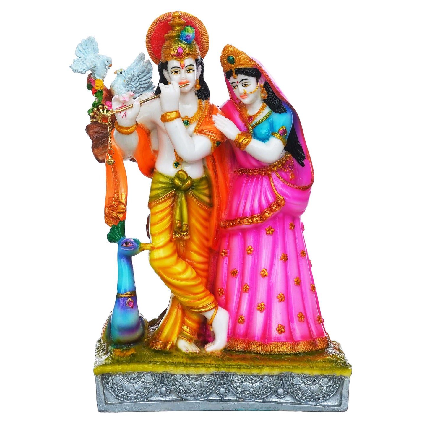 Statue of Hindu Deity Krishna and Radha (12 inches) (MB-RK3) SWASTIK CREATIONS The Trend Point