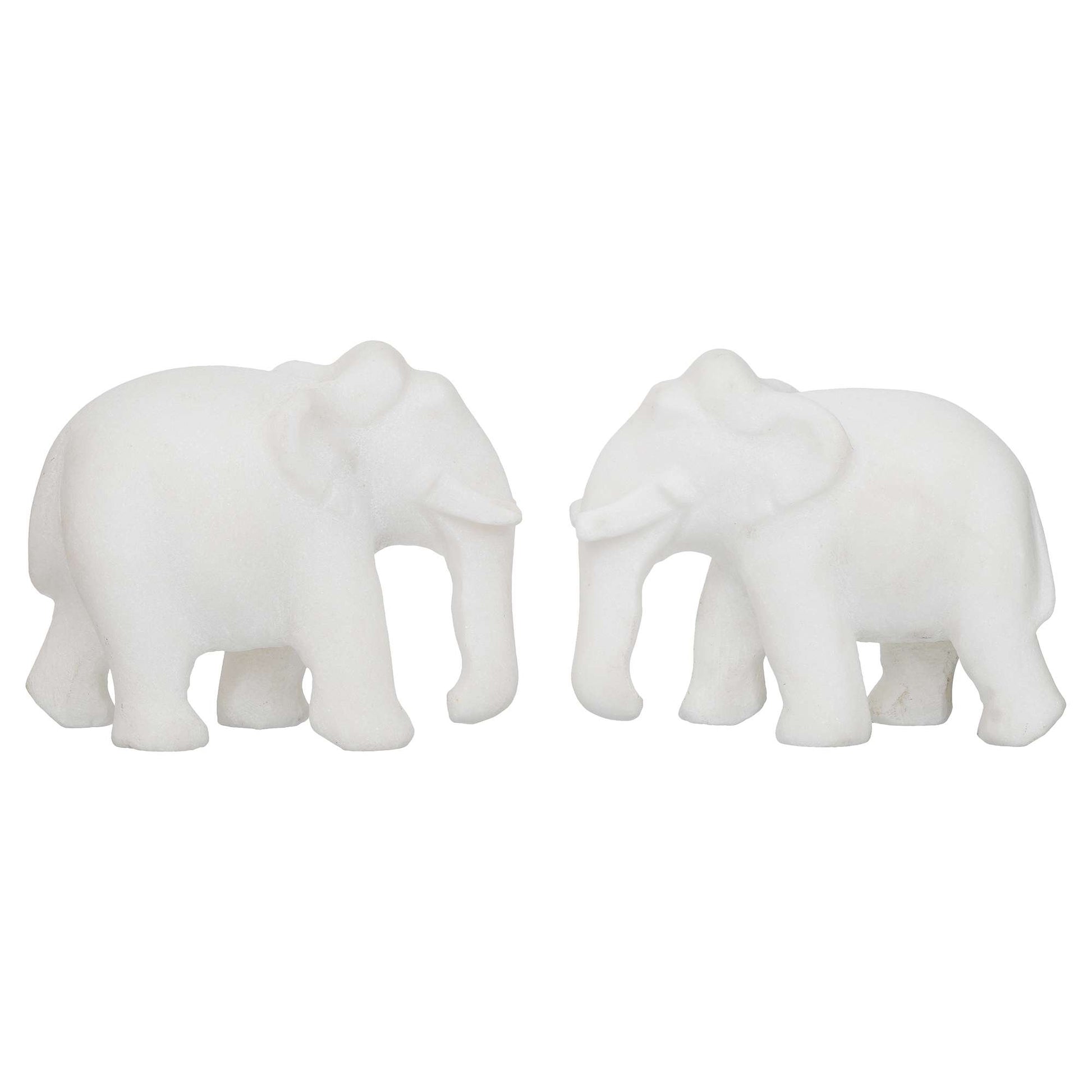 White Marble Elephant Showpieces Home Decor for Living Room, Table, Shelf for Vastu, Feng Shui, Office Decor, Gifting (NMB-EL1)