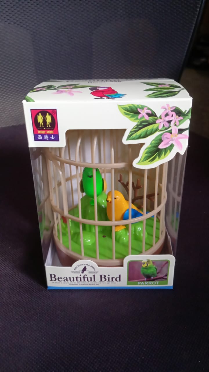 Sound Activated Chirping Bird in Hanging Cage, Beautiful Pinjra Bird Toy (1 Pc / Battery Not Operated) SWASTIK CREATIONS The Trend Point