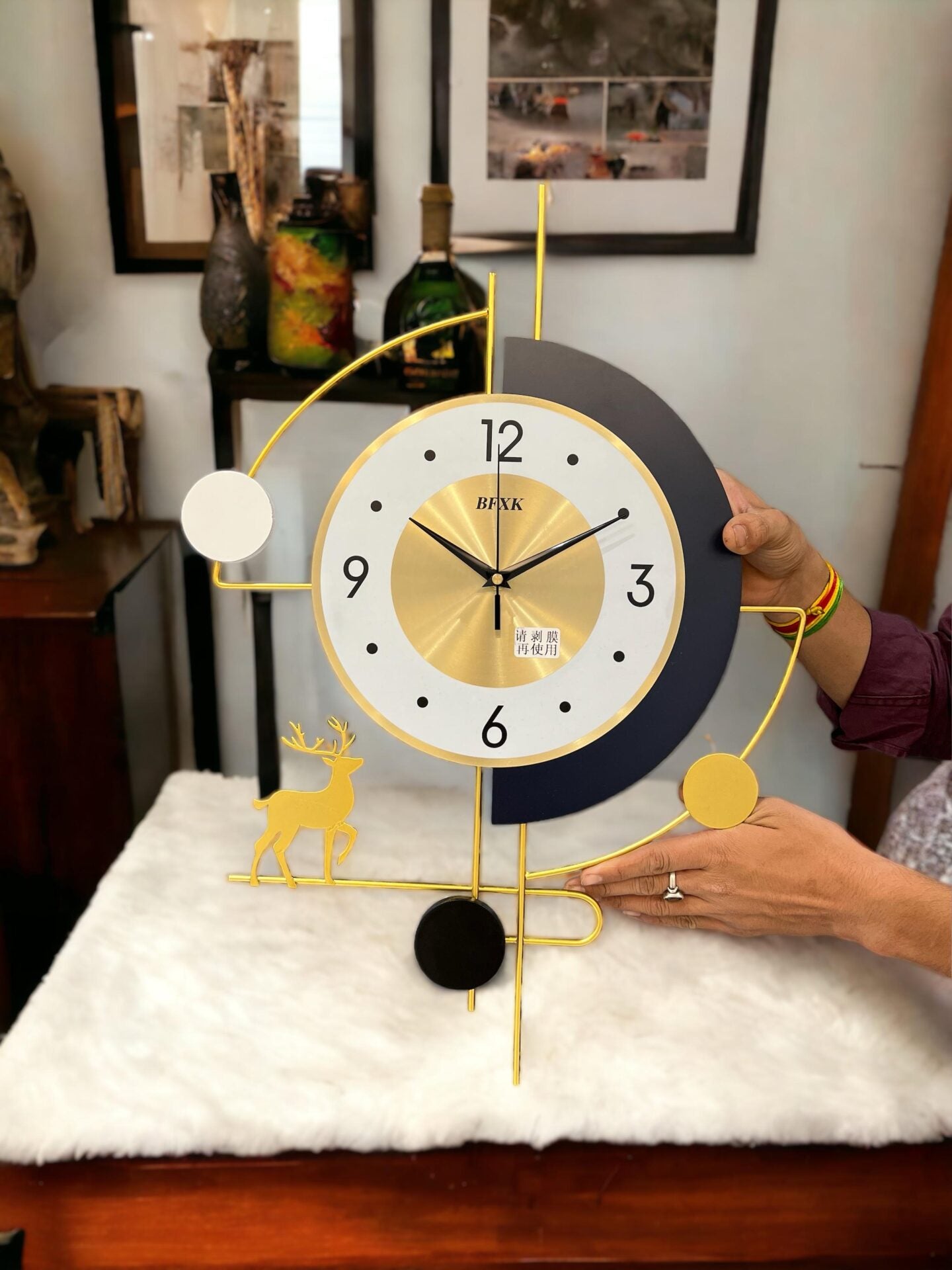 3D Black & Gold Metal Wall Clock - SWASTIK CREATIONS The Trend Point