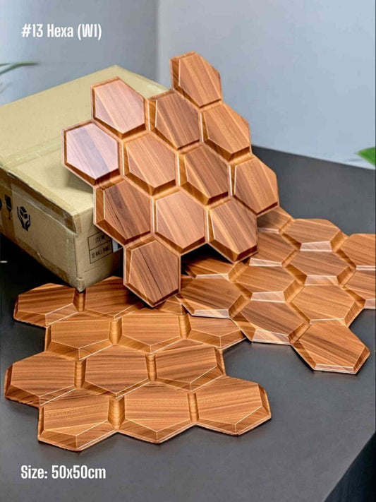 #13 Hexa - Hexagon 3D PVC Wall Panels (Without Mirror) - 3 colors option