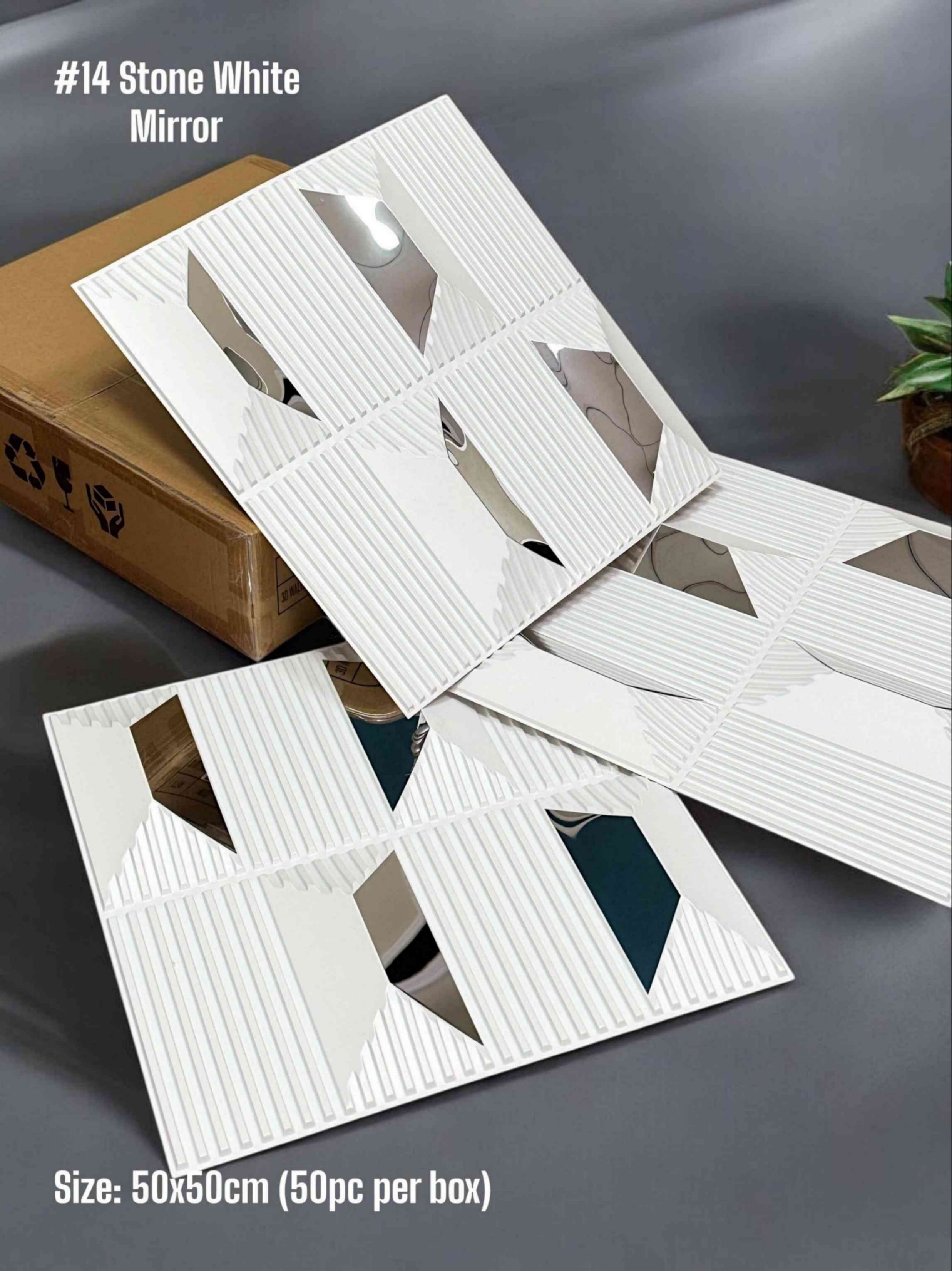 #14 Stone - 3D PVC Panel Stone (Mirror) - 5 colors option - (Size 50*50cm)