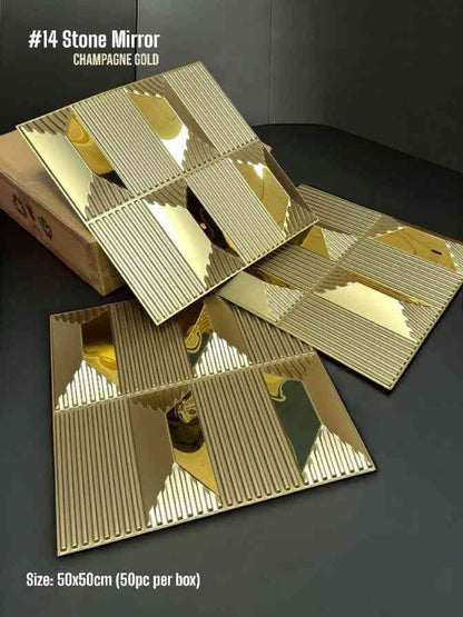 #14 Stone - 3D PVC Panel Stone (Mirror) - 4 colors option