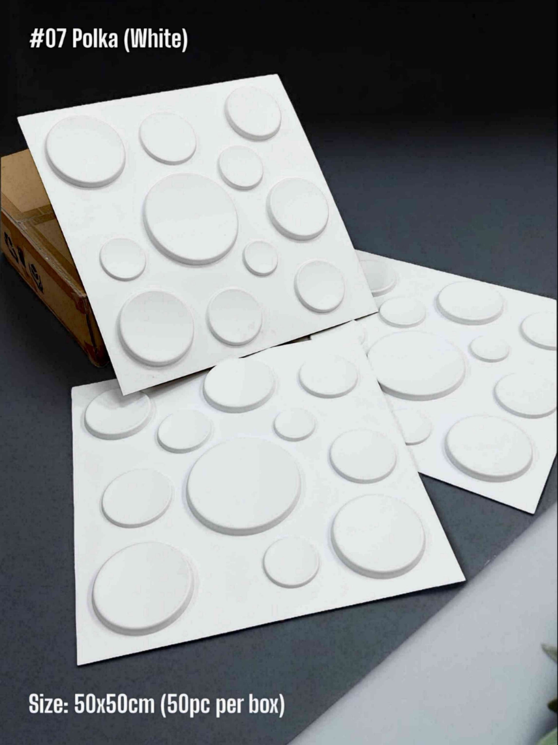 #07 Polka Dots 3D PVC Panel (Without Mirror)- 4 colors option - (Size 50*50cm)