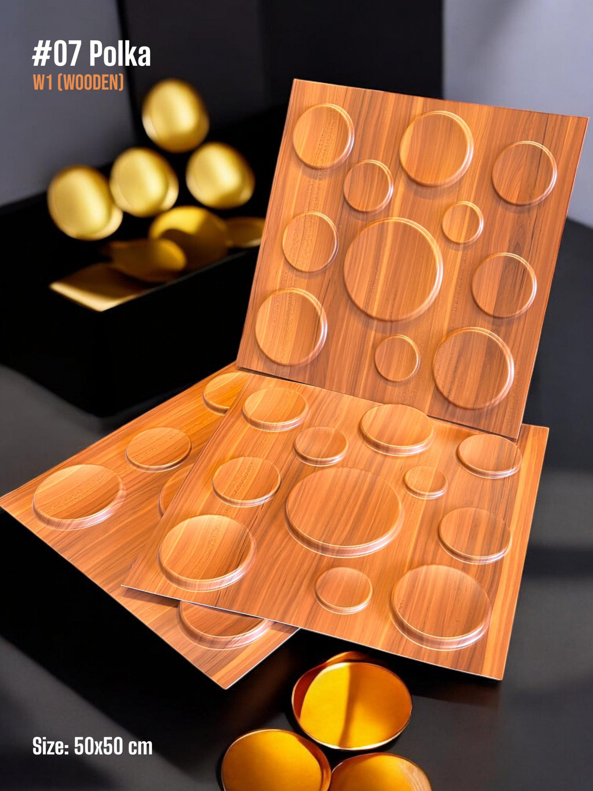 #07 Polka Dots 3D PVC Panel (Without Mirror)- 4 colors option - (Size 50*50cm)