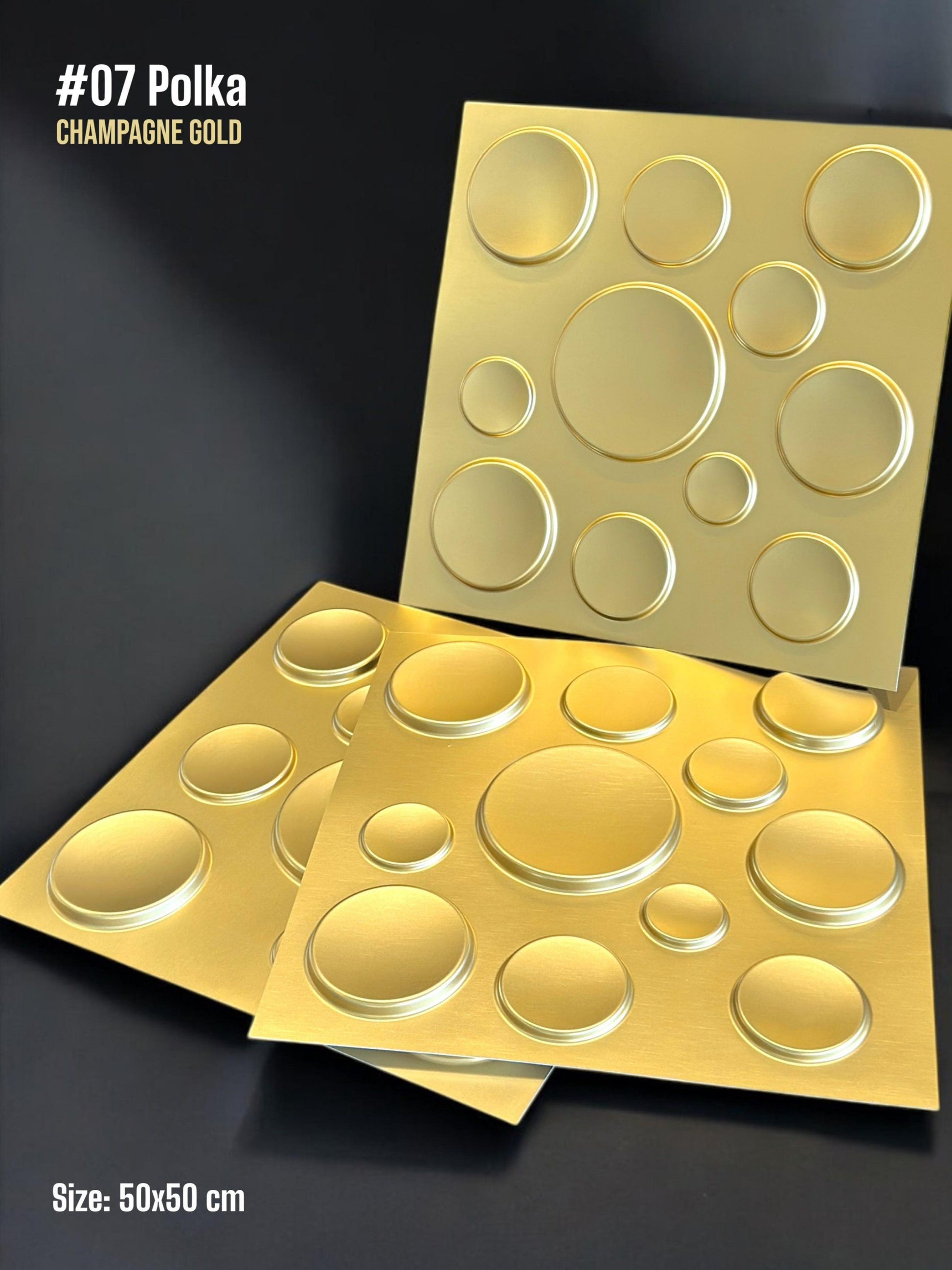 #07 Polka Dots 3D PVC Panel (Without Mirror)- 4 colors option - (Size 50*50cm)