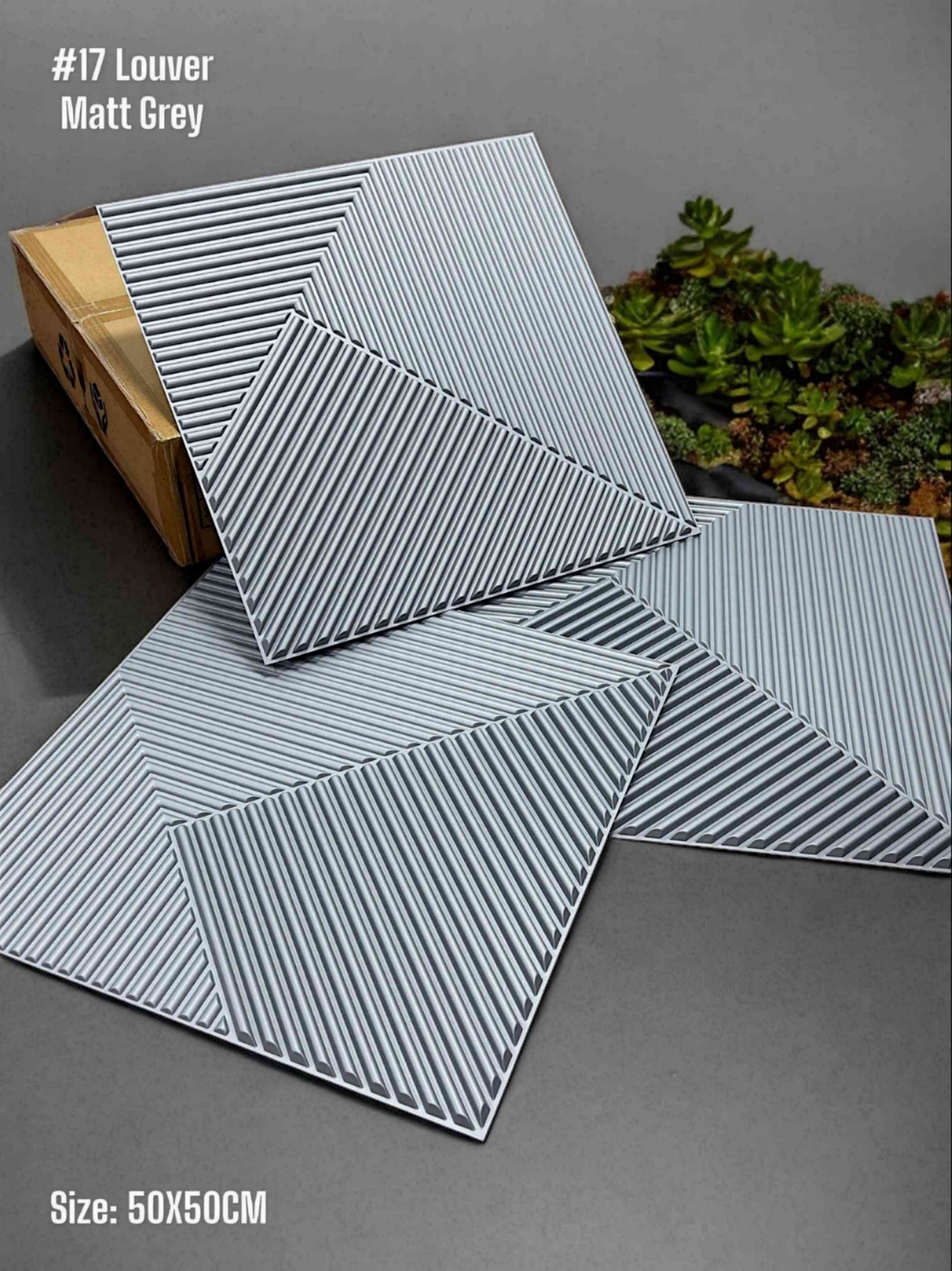 #17 Louvre Without Mirror Wall PVC Panels - 4 colors option - (Size 50*50cm)