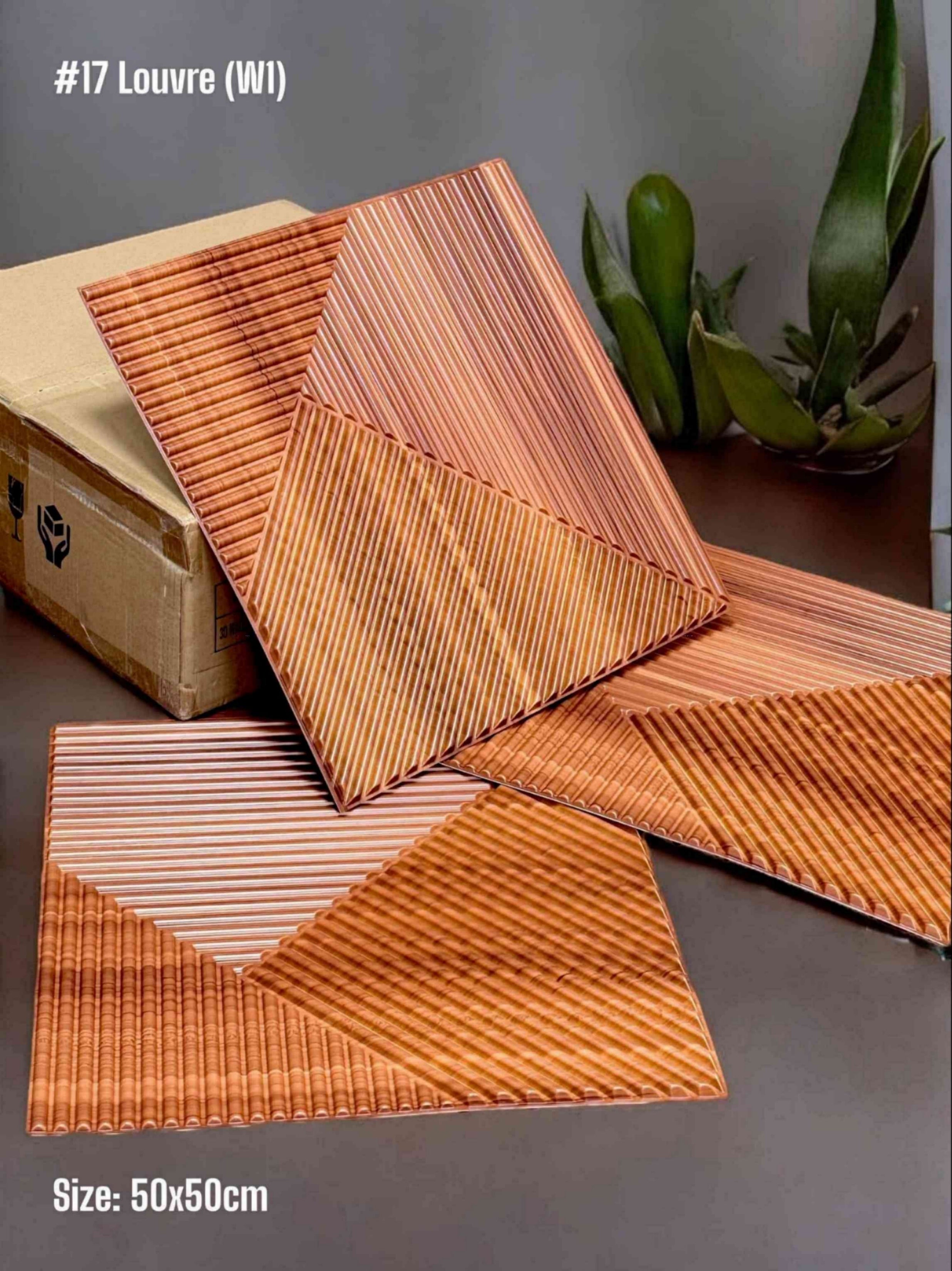 #17 Louvre Without Mirror Wall PVC Panels - 4 colors option - (Size 50*50cm)