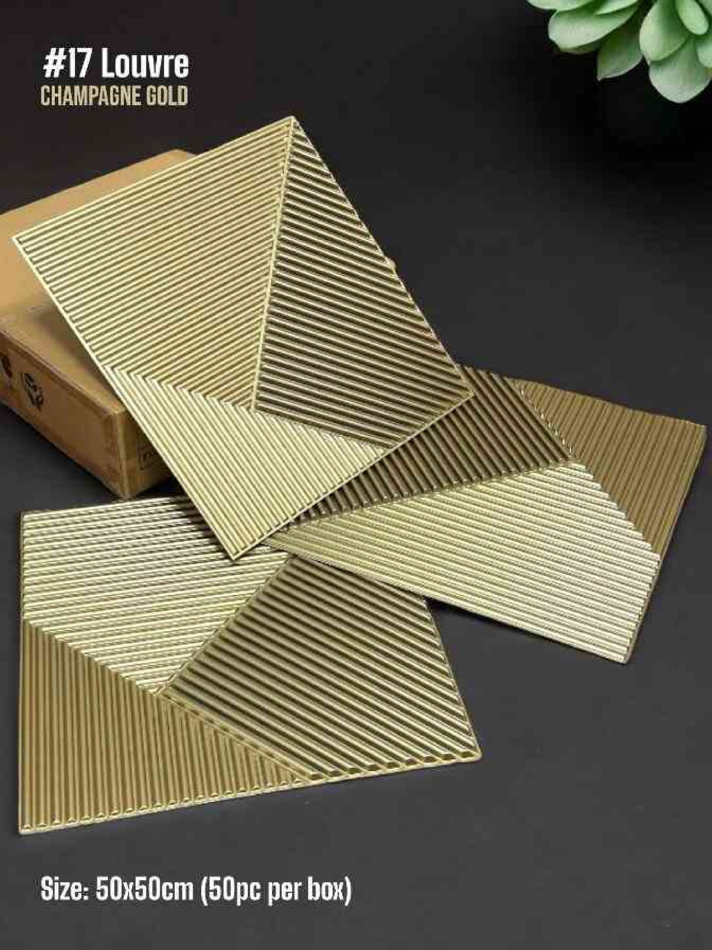 #17 Louvre Without Mirror Wall PVC Panels - 4 colors option - (Size 50*50cm)