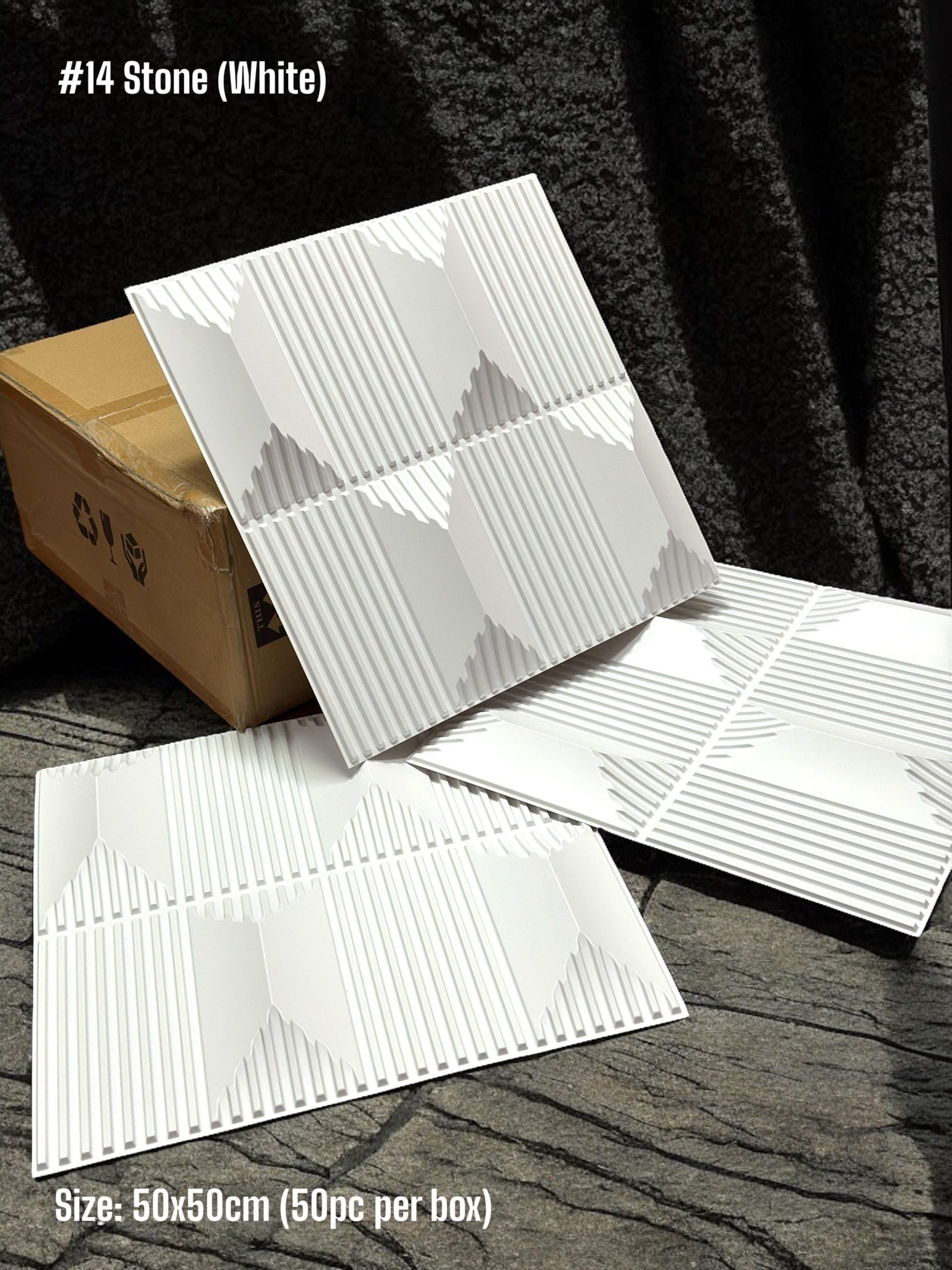 #14 Stone - 3D PVC Panel Stone (without Mirror) - 4 colors option - (Size 50*50cm)