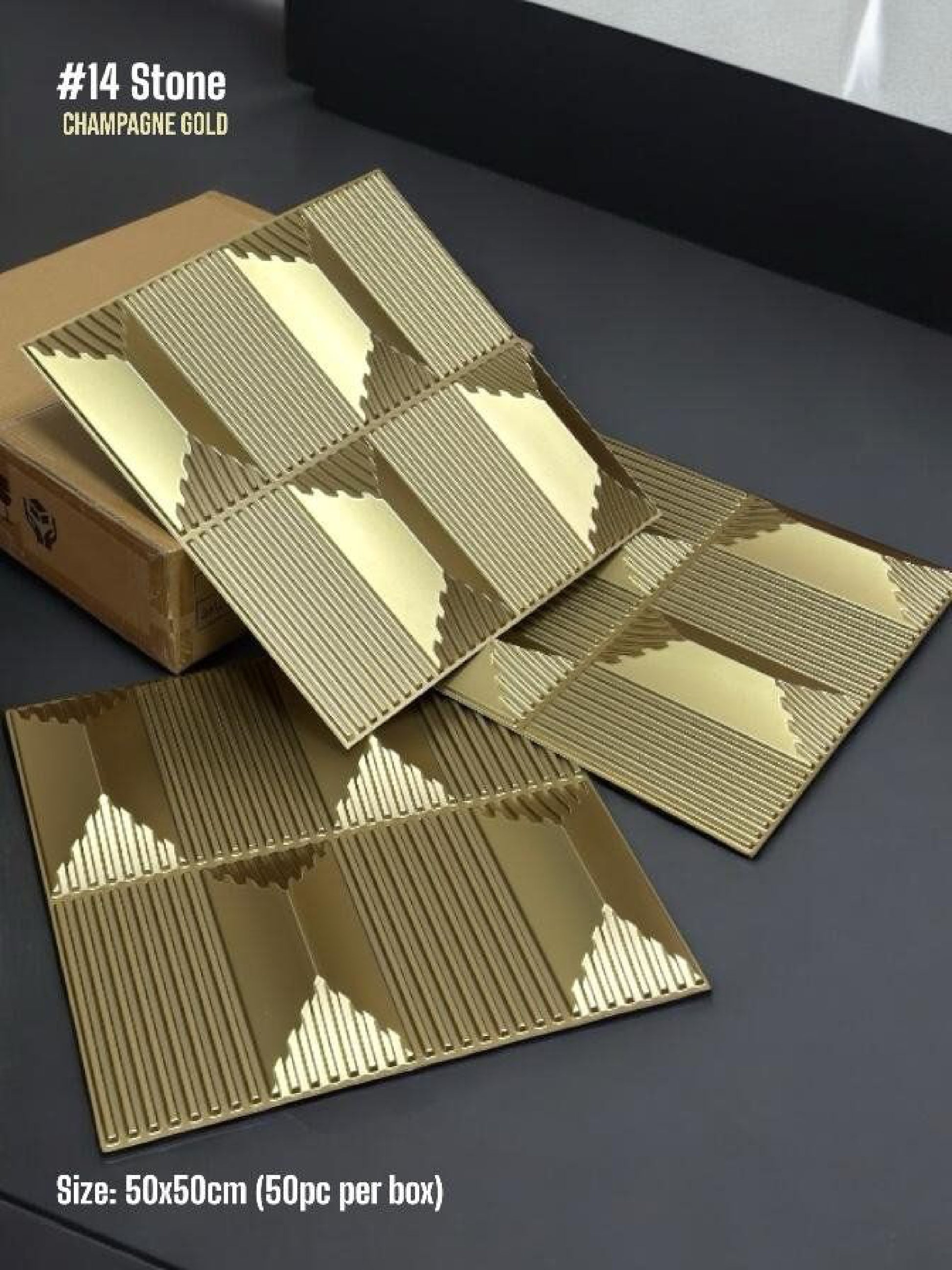 #14 Stone - 3D PVC Panel Stone (without Mirror) - 4 colors option - (Size 50*50cm)
