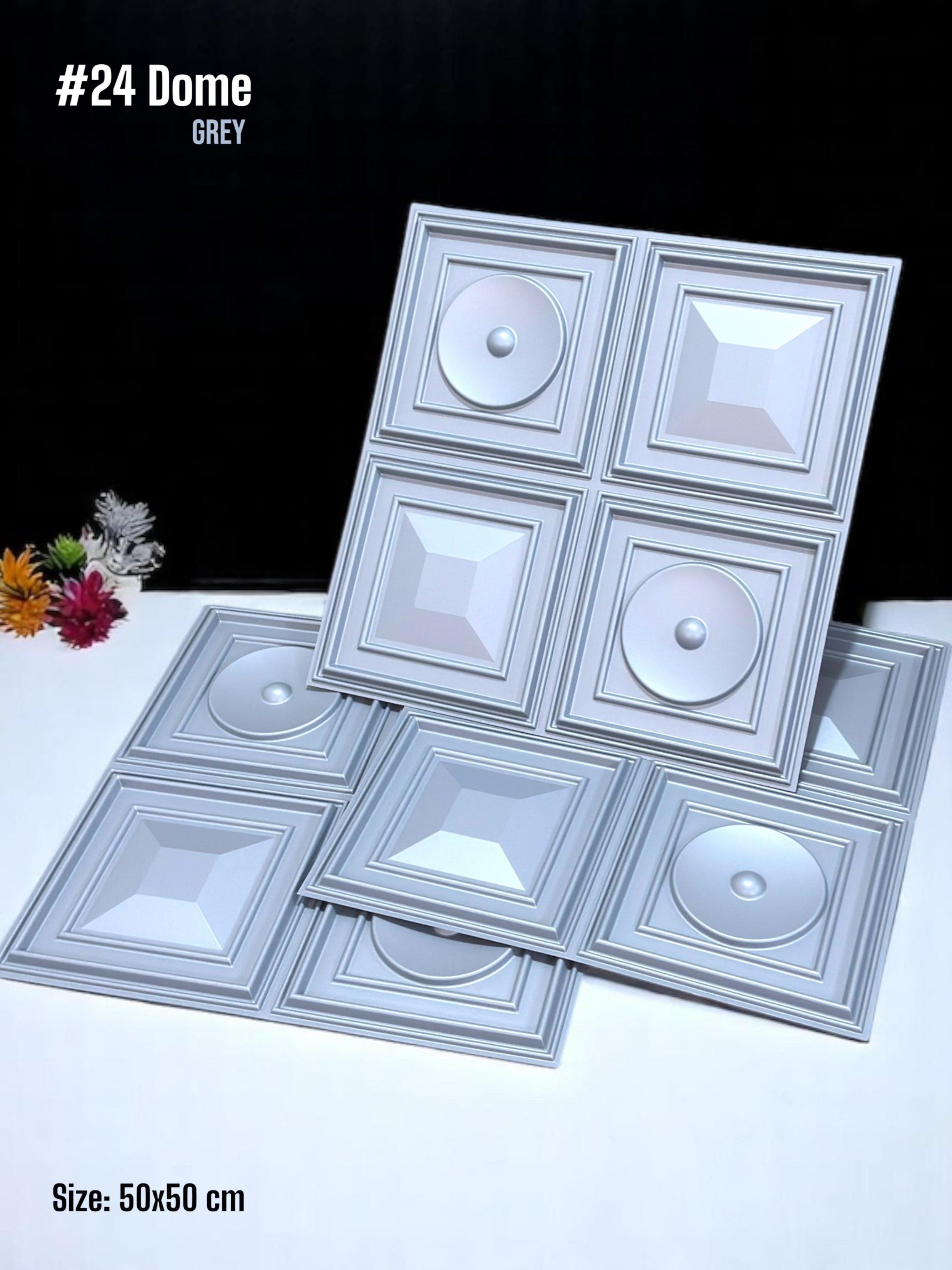 #24 Dome - Dome 3D PVC Panel (Without Mirror) - 6 colors option - (Size 50*50cm)