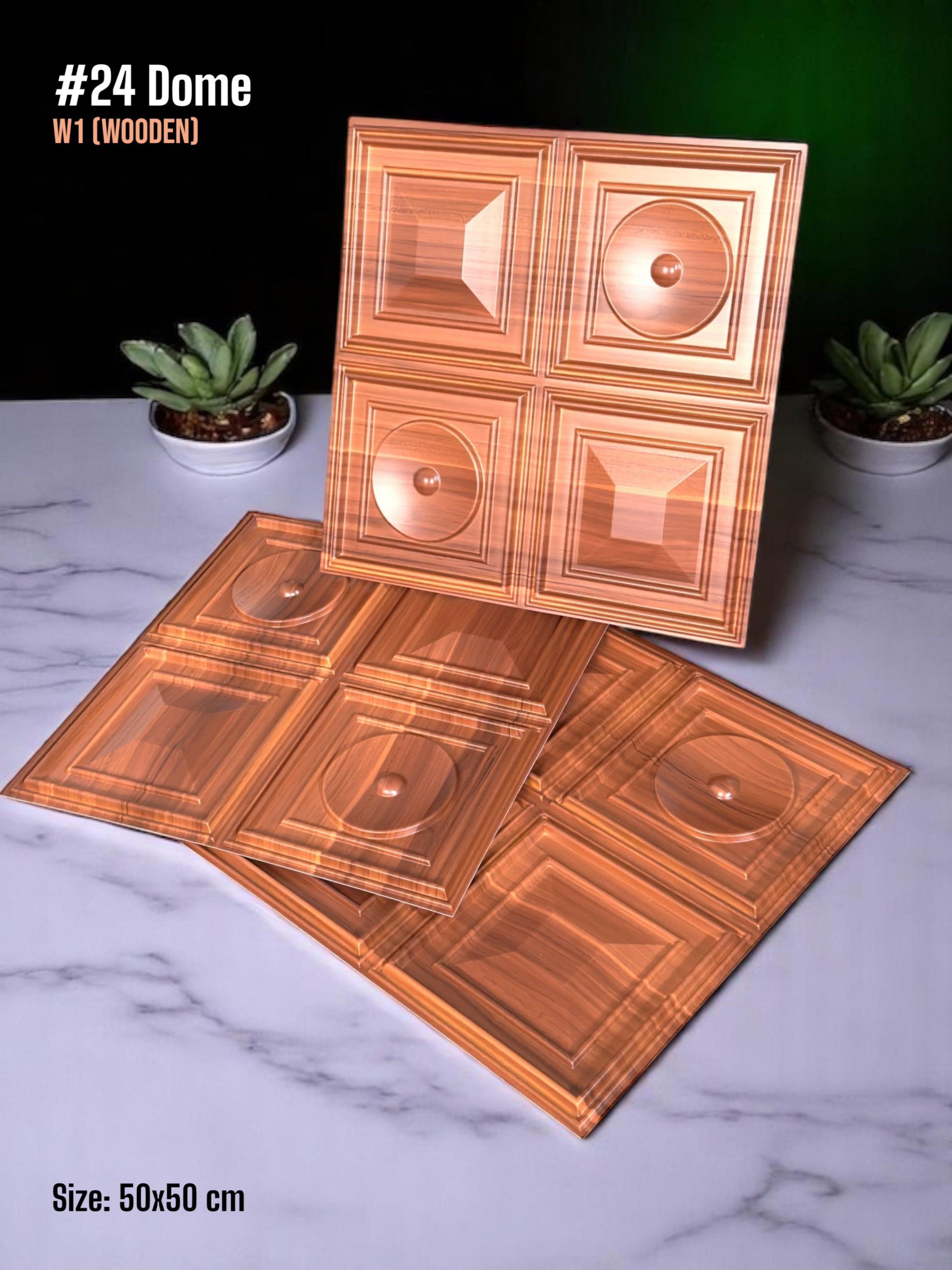 #24 Dome - Dome 3D PVC Panel (Without Mirror) - 6 colors option - (Size 50*50cm)