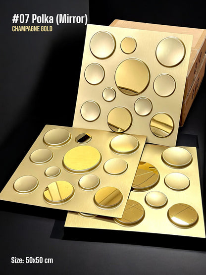 #07 Polka Dots 3D PVC Panel (Mirror) - 4 colors option - (Size 50*50cm)