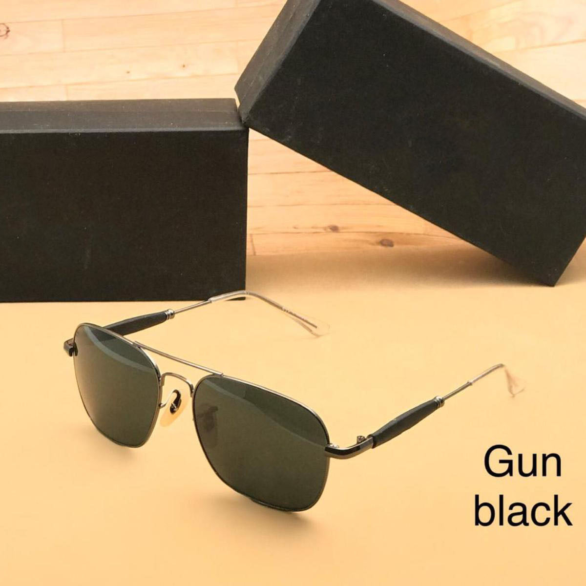 Black Alicent Square Sunglasses (SUN-RN-1208-BLK1BLK-M) SWASTIK CREATIONS The Trend Point