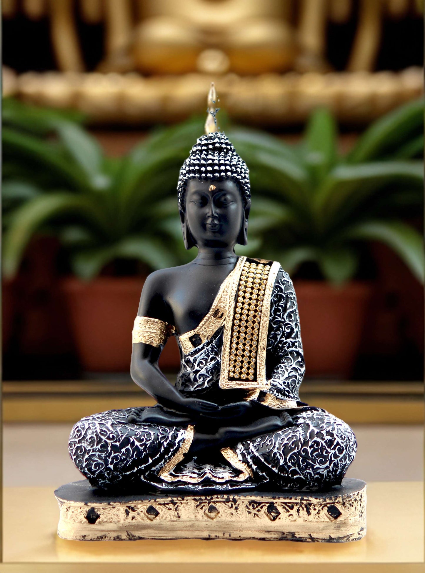 Swastik Trend Point Beautiful Sitting Buddha Idol Statue for Home & Garden Living Room | Healing Spirit Blessing Buddha Statue 05 SWASTIK CREATIONS The Trend Point