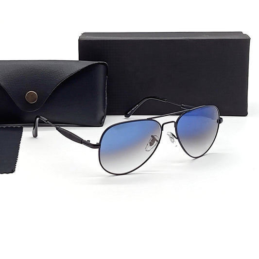 Blue Ancestral Aviator Sunglasses (SUN-RN-3517-BLU2BLK-M)