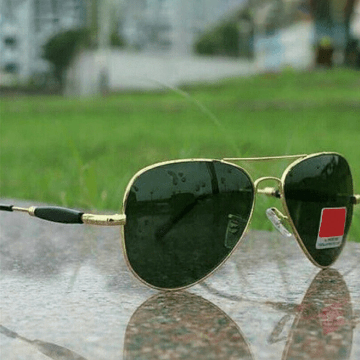 Green Ancestral Aviator Sunglasses (SUN-RN-3517-GRN1GLD-M) SWASTIK CREATIONS The Trend Point