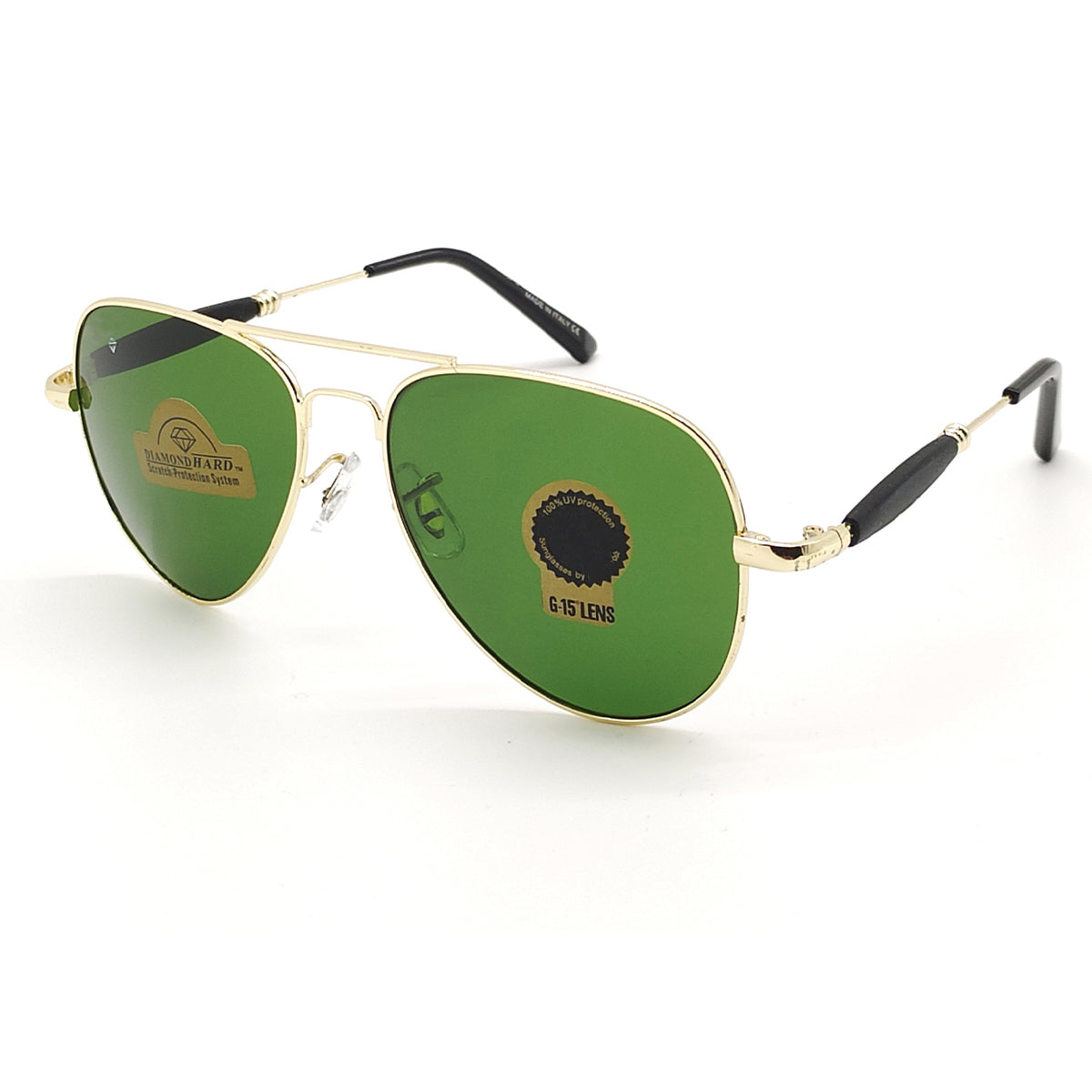 Green Ancestral Aviator Sunglasses (SUN-RN-3517-GRN1GLD-M) SWASTIK CREATIONS The Trend Point