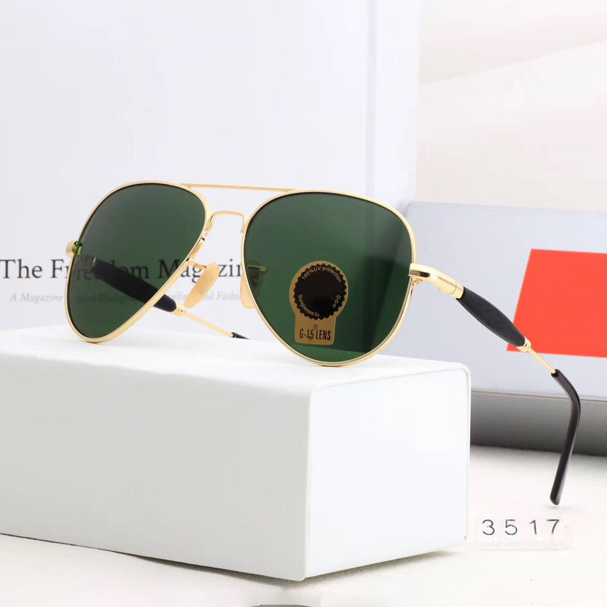 Green Ancestral Aviator Sunglasses (SUN-RN-3517-GRN1GLD-M) SWASTIK CREATIONS The Trend Point