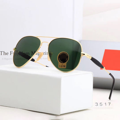 Green Ancestral Aviator Sunglasses (SUN-RN-3517-GRN1GLD-M)