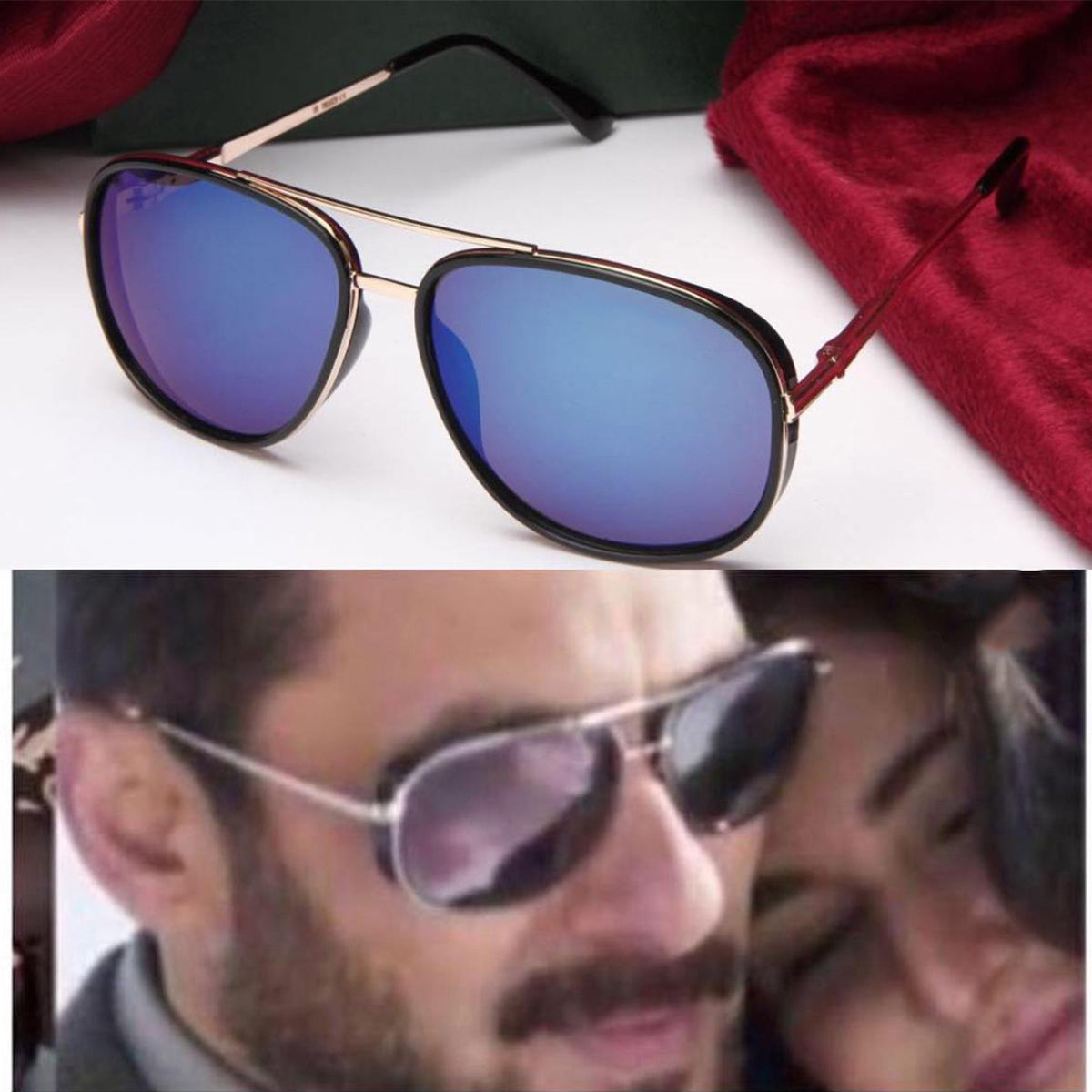 Lusso 0756 Aviator Sunglasses (SUN-LC-0756-AQB3GLD) - SWASTIK CREATIONS The Trend Point SWASTIK CREATIONS The Trend Point