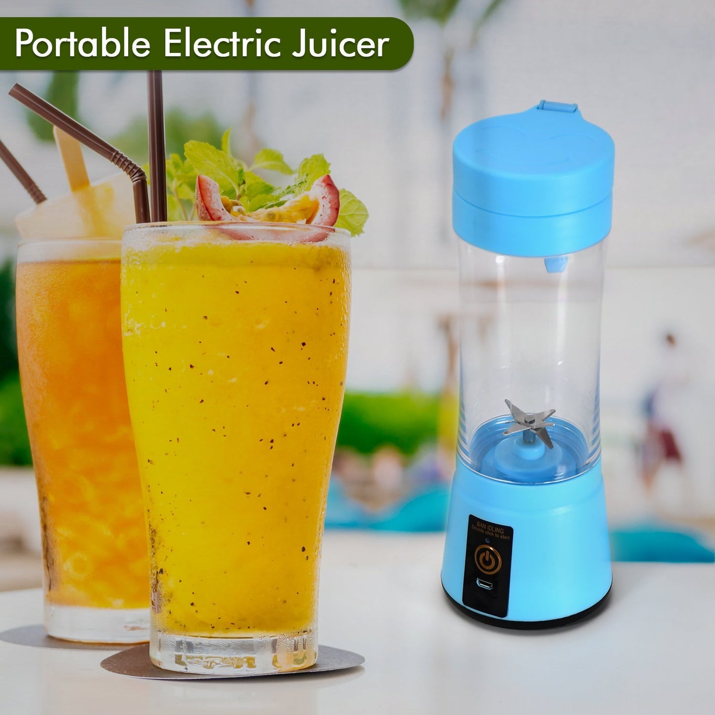 0131 Portable 6 Blade Juicer Cup USB Rechargeable Vegetables Fruit Juice Maker Juice Extractor Blender Mixer DeoDap SWASTIK CREATIONS The Trend Point