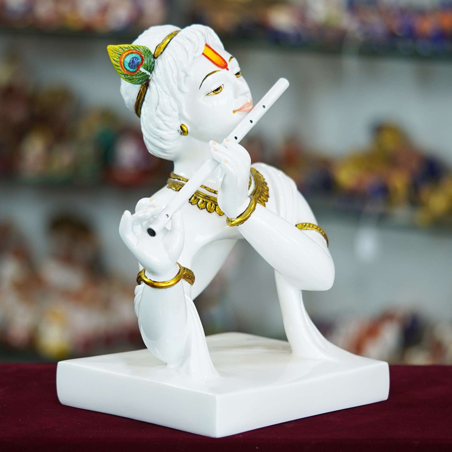 Marble Handmade Flute Krishna For Home Décor Handcrafted Showpiece For Table Décor Temple Décor (MK-2) SWASTIK CREATIONS The Trend Point