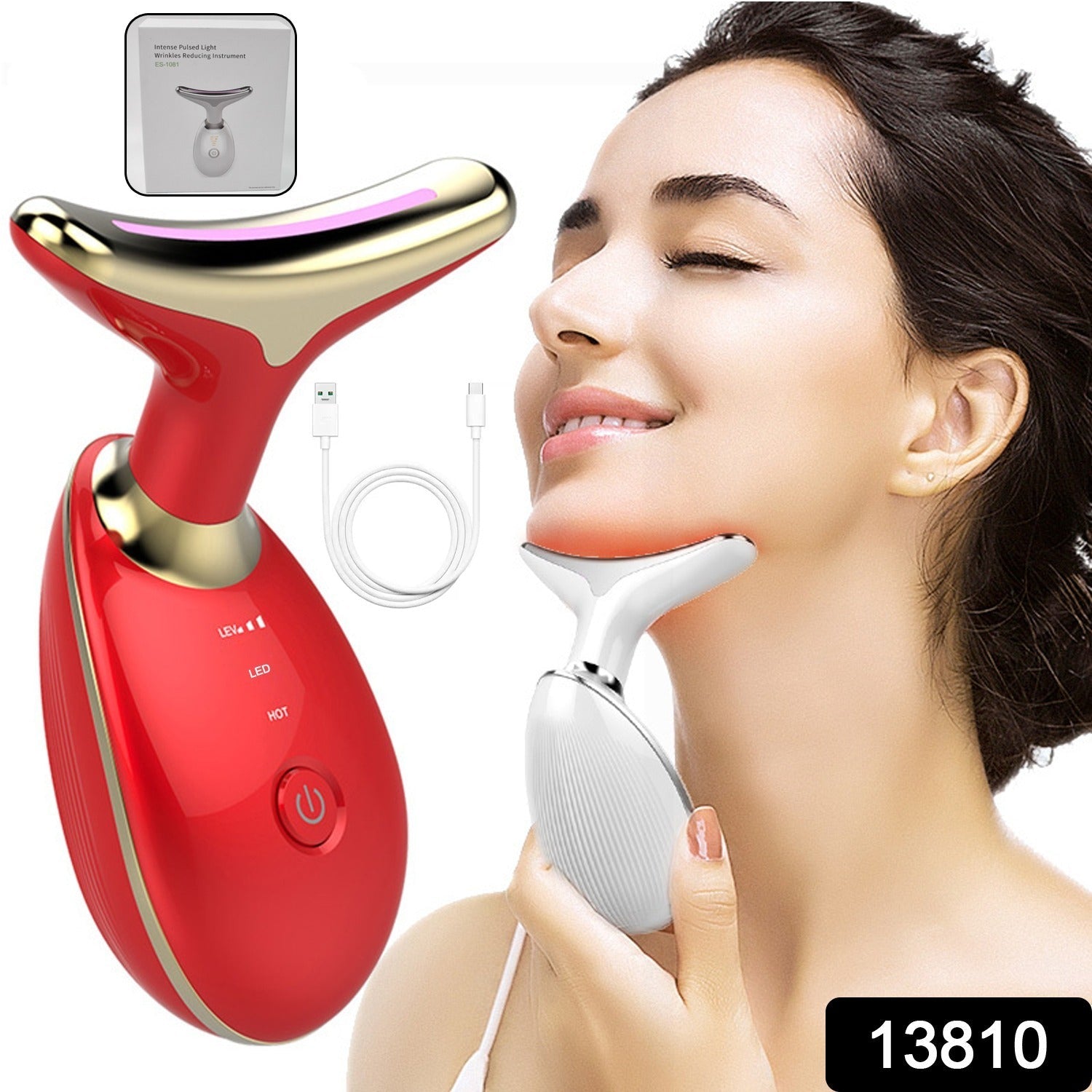 Electric Face Massager Wrinkle Remover LED Photon Face Beauty Device (1 Pc)