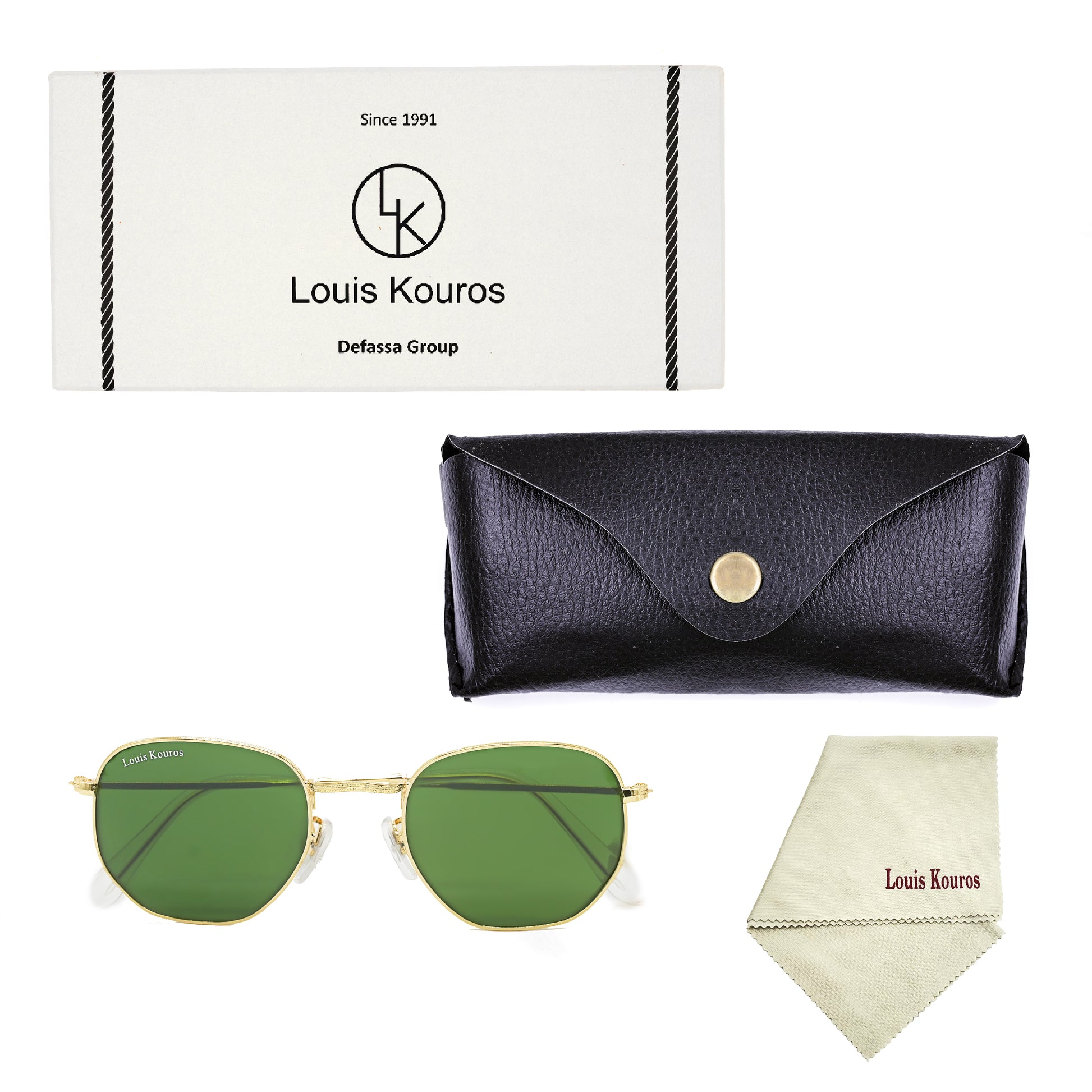 Green Tarth Hexagonal Sunglasses (SUN-LK-3548-GRN1GLD-M)