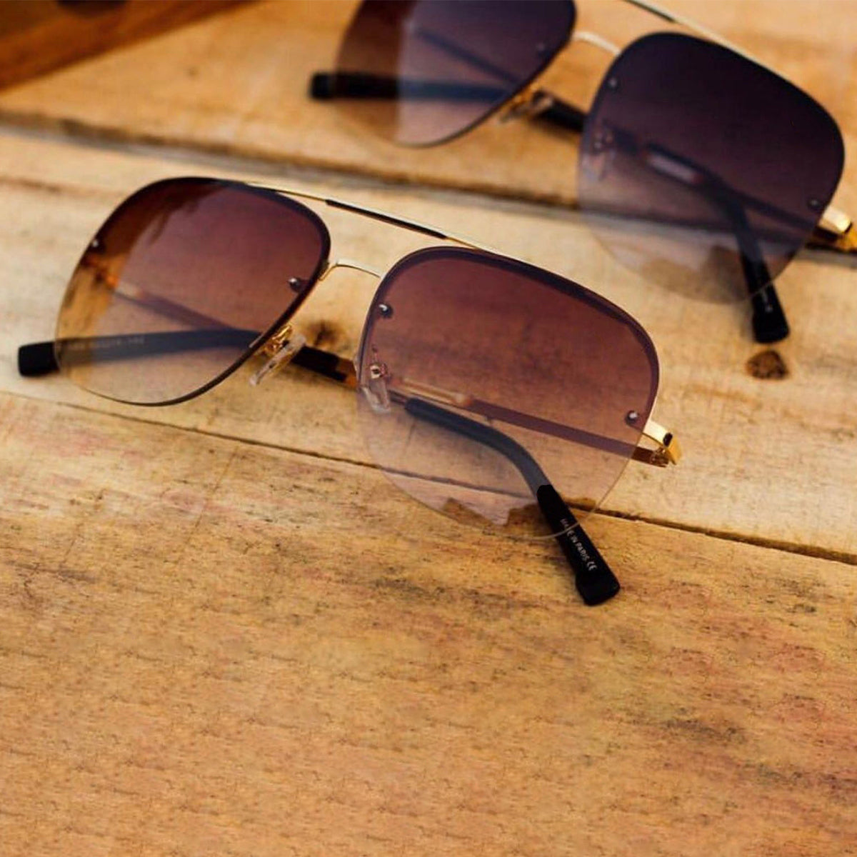 Brown REBEL Square Sunglasses (SUN-LC-11089-BRN2GLD)