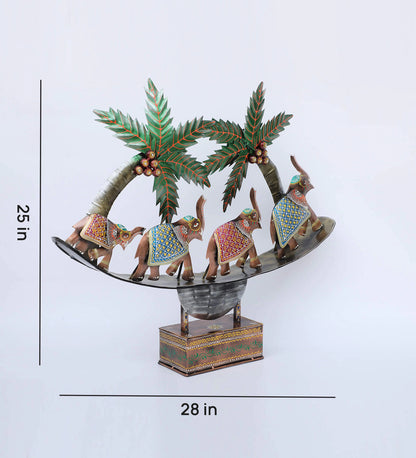 4 Running Elephant Multicolour Iron Figurine - SWASTIK CREATIONS The Trend Point
