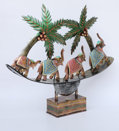 4 Running Elephant Multicolour Iron Figurine - SWASTIK CREATIONS The Trend Point
