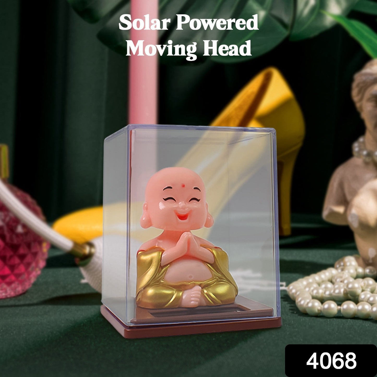 Solar Power Moving Head Buddha Statue Car Ornament  SWASTIK CREATIONS The Trend Point