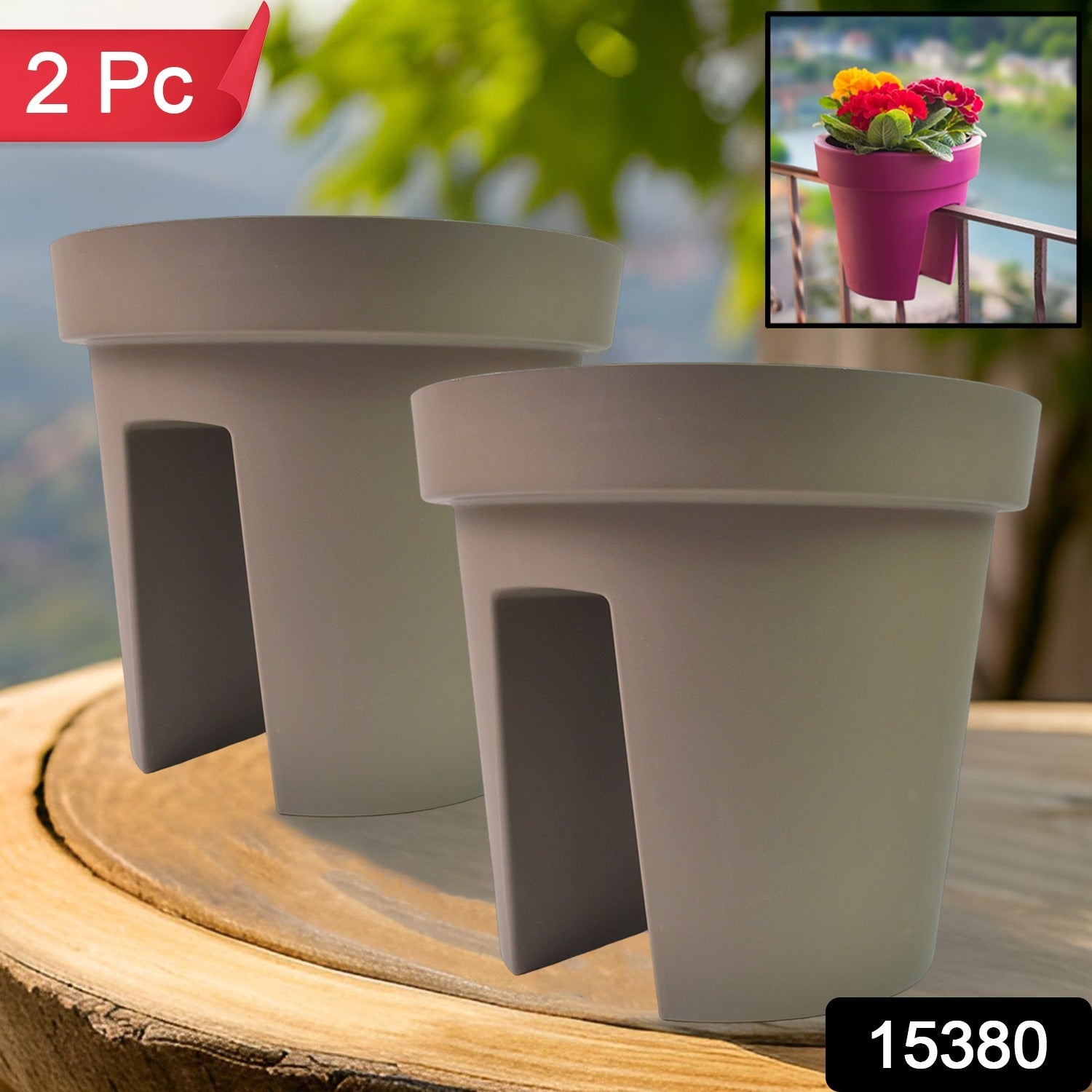 Creative Flower pot Balcony Flower Pot Holder (2 Pc)