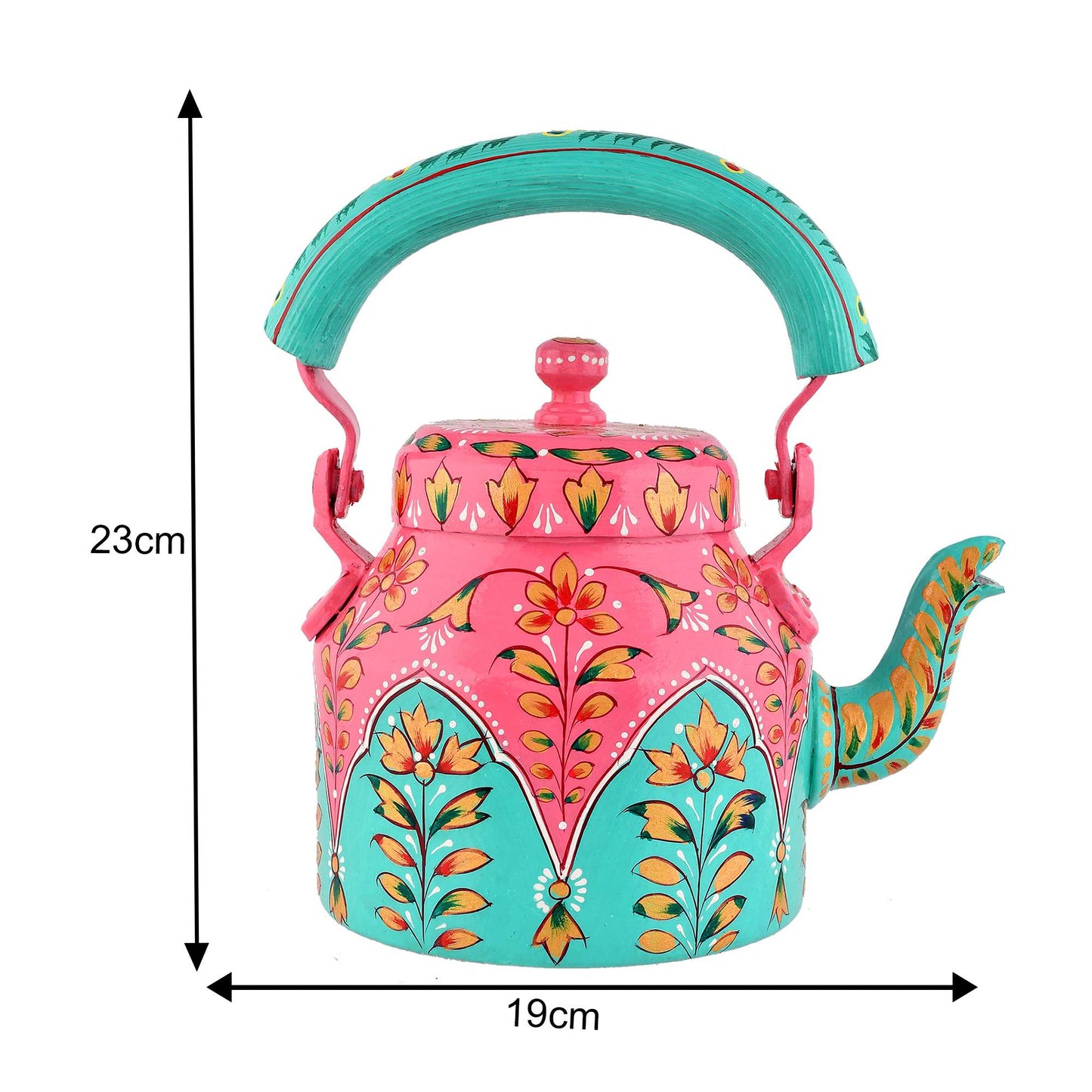 Hand-Painted Aluminium Tea Kettle – 750 ml for kitchen décor Home Décor , Tea Party , Serving - (KT3) SWASTIK CREATIONS The Trend Point