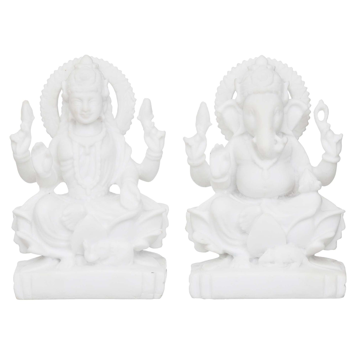 Laxmi Ganesha Idol Marble Murti For Puja Home Diwali Decoration Gifts (NMB-GS1) SWASTIK CREATIONS The Trend Point