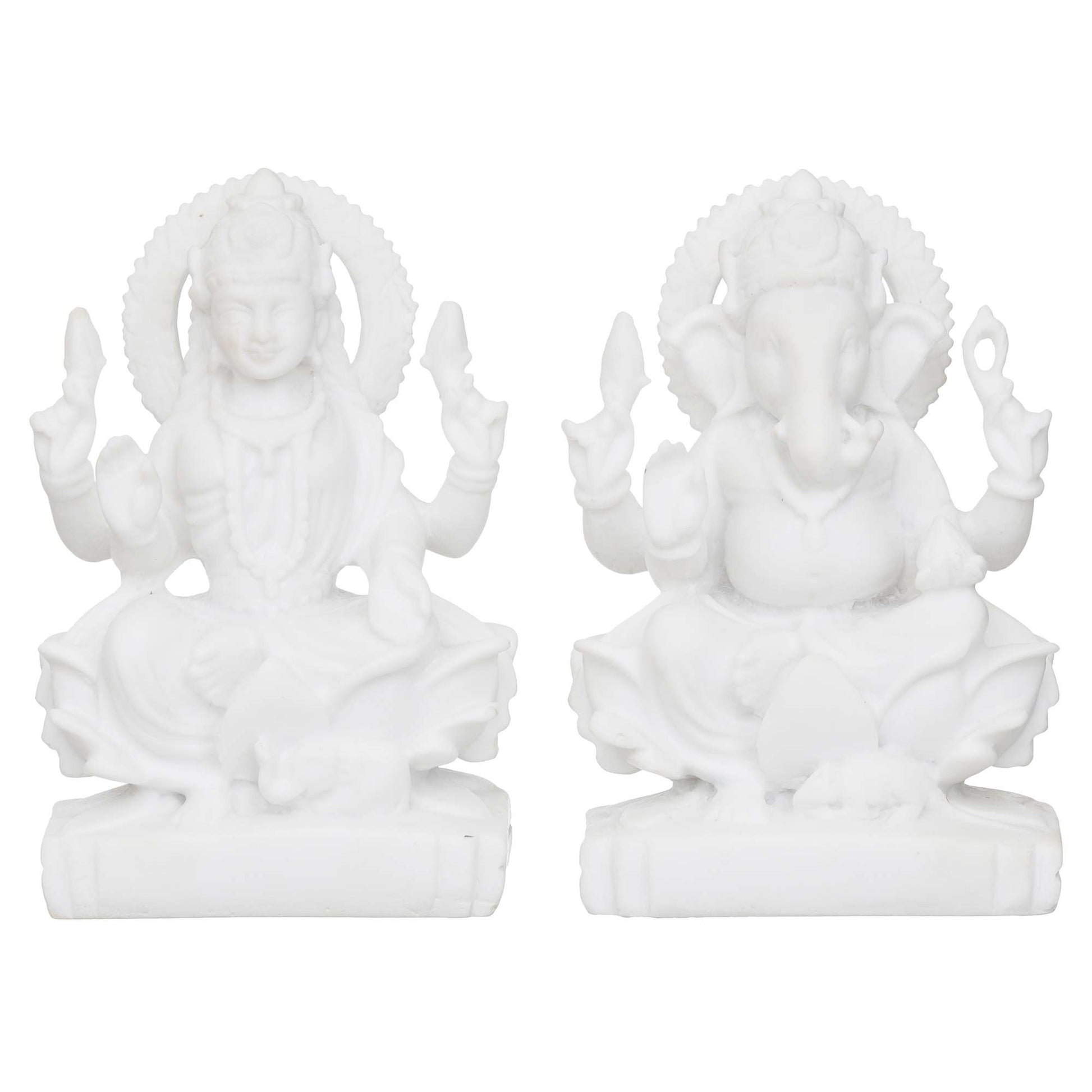 Laxmi Ganesha Idol Marble Murti For Puja Home Diwali Decoration Gifts (NMB-GS1)