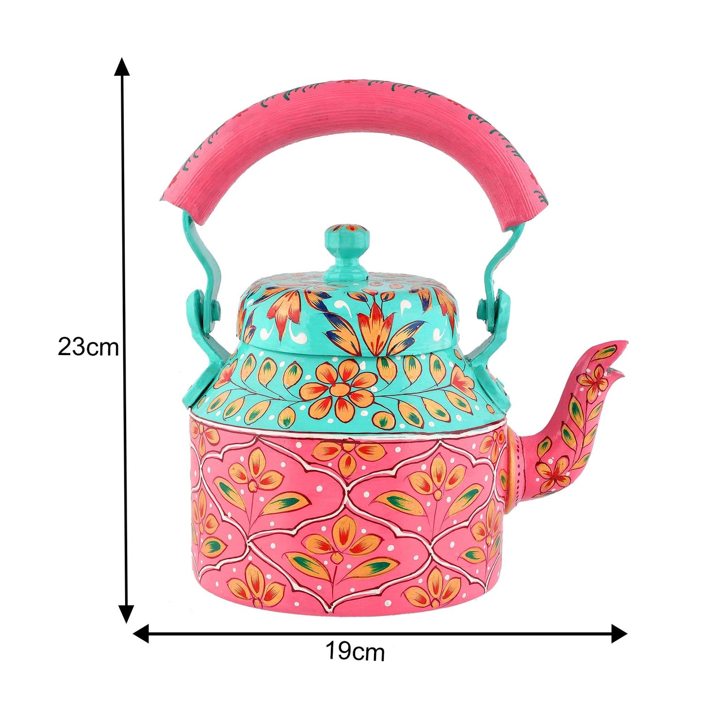 Hand-Painted Aluminium Tea Kettle – 750 ml for kitchen décor Home Décor , Tea Party , Serving - (KT1) SWASTIK CREATIONS The Trend Point