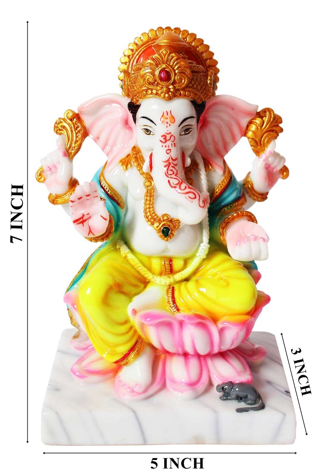 Ganesha Marble Statue (7 Inch) (MGL-01) SWASTIK CREATIONS The Trend Point