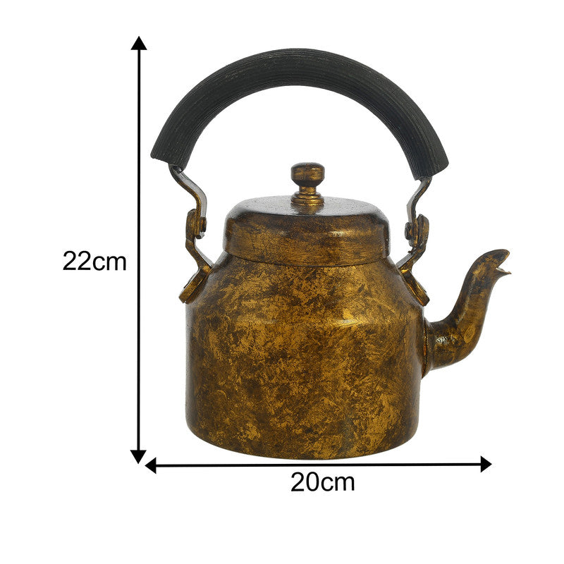 HandPainted Alluminium Tea Kettle with 6 Glasses and Wooden Tray For Home Décor , Tea Party , Serving (KT6-6)