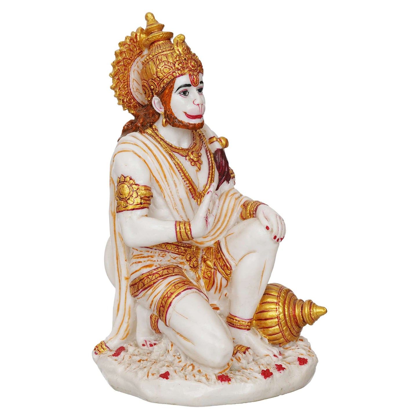 Hanuman Ji Marble Dust Murti Idol, Poly Marble Sitting Bajrang Bali for Pooja Temple Home Decoration Item Positive Environment SWASTIK CREATIONS The Trend Point