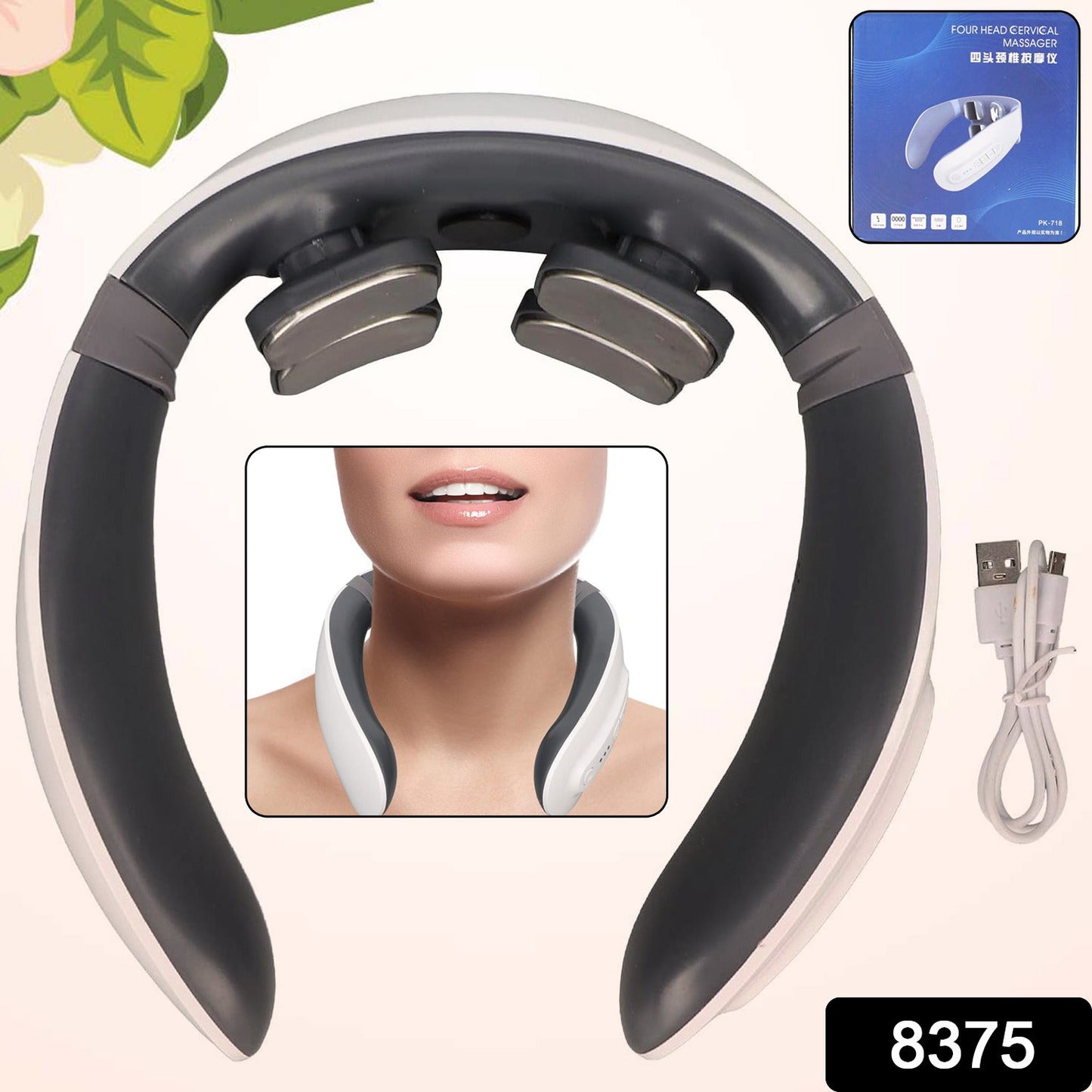 4 Heads Smart Electric Neck and Back Pulse Massager (1 Pc) SWASTIK CREATIONS The Trend Point