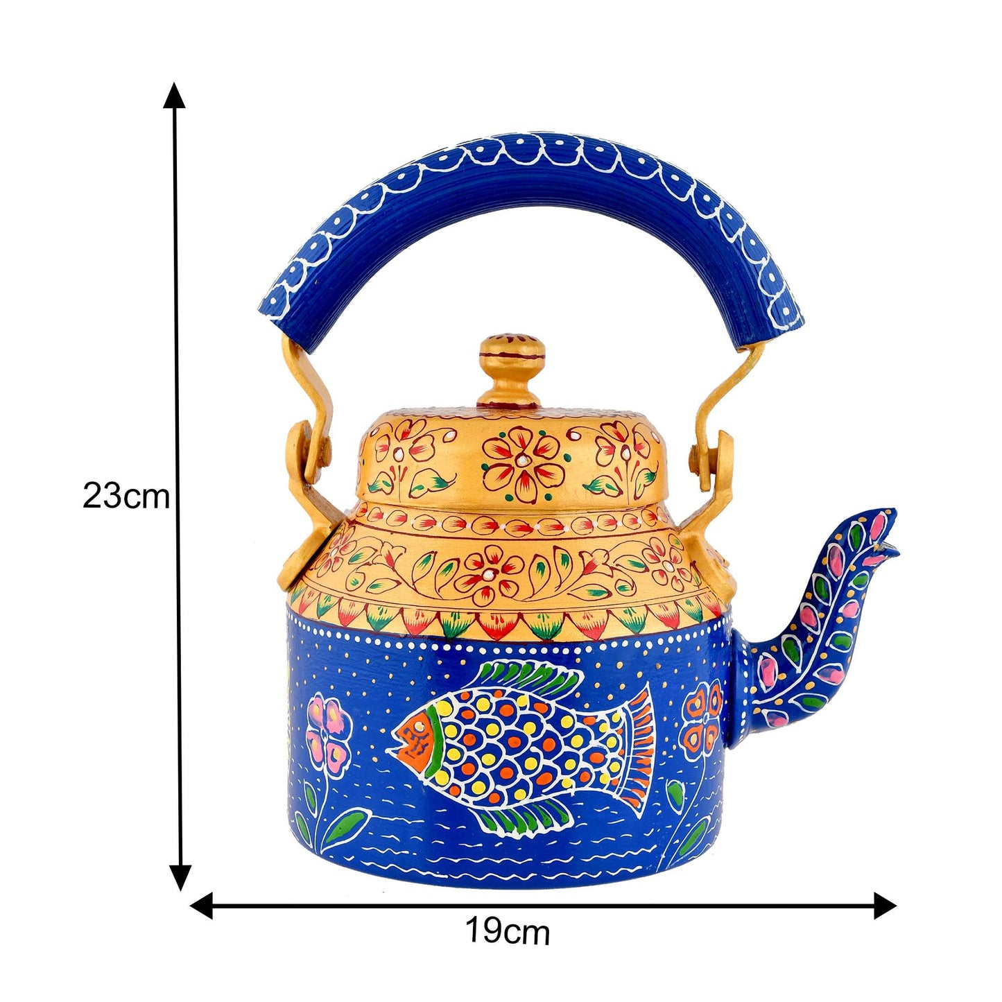 Hand-Painted Aluminium Tea Kettle – 750 ml for kitchen décor Home Décor , Tea Party , Serving - (KT5) SWASTIK CREATIONS The Trend Point