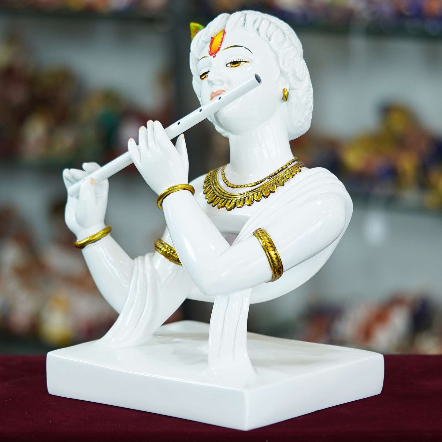 Marble Handmade Flute Krishna For Home Décor Handcrafted Showpiece For Table Décor Temple Décor (MK-2) SWASTIK CREATIONS The Trend Point