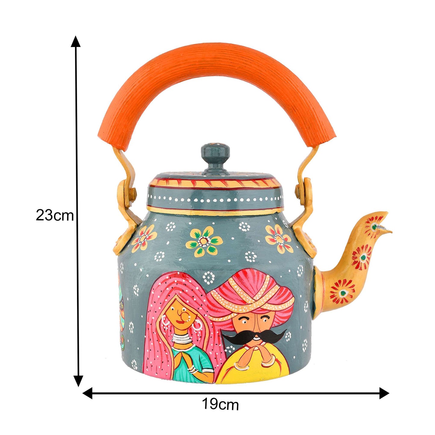 Hand-Painted Aluminium Tea Kettle – 750 ml for kitchen décor Home Décor , Tea Party , Serving - (KT4) SWASTIK CREATIONS The Trend Point