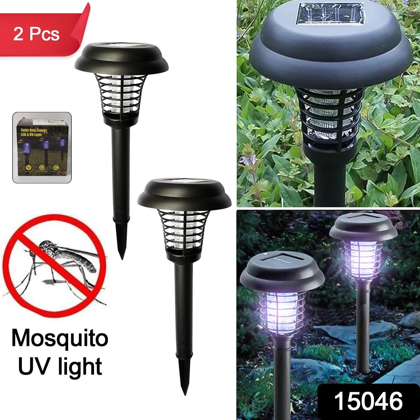 Garden Lighting UV LED Solar Powered LED Mosquito Trap / Bug Zapper  (2 Pc) SWASTIK CREATIONS The Trend Point