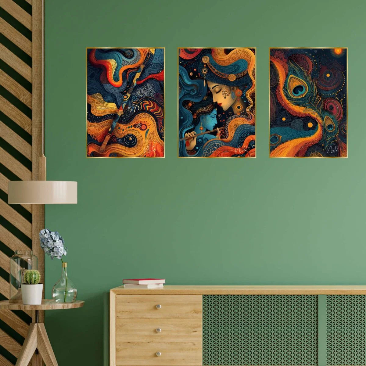 CH-GD3-3 Set of Three Wall Paintings for Wall Decoration Golden Framed Wall Paintings for Living Room & Bedroom Wall Art for Home Decoration & Office Wall Décor SWASTIK CREATIONS The Trend Point