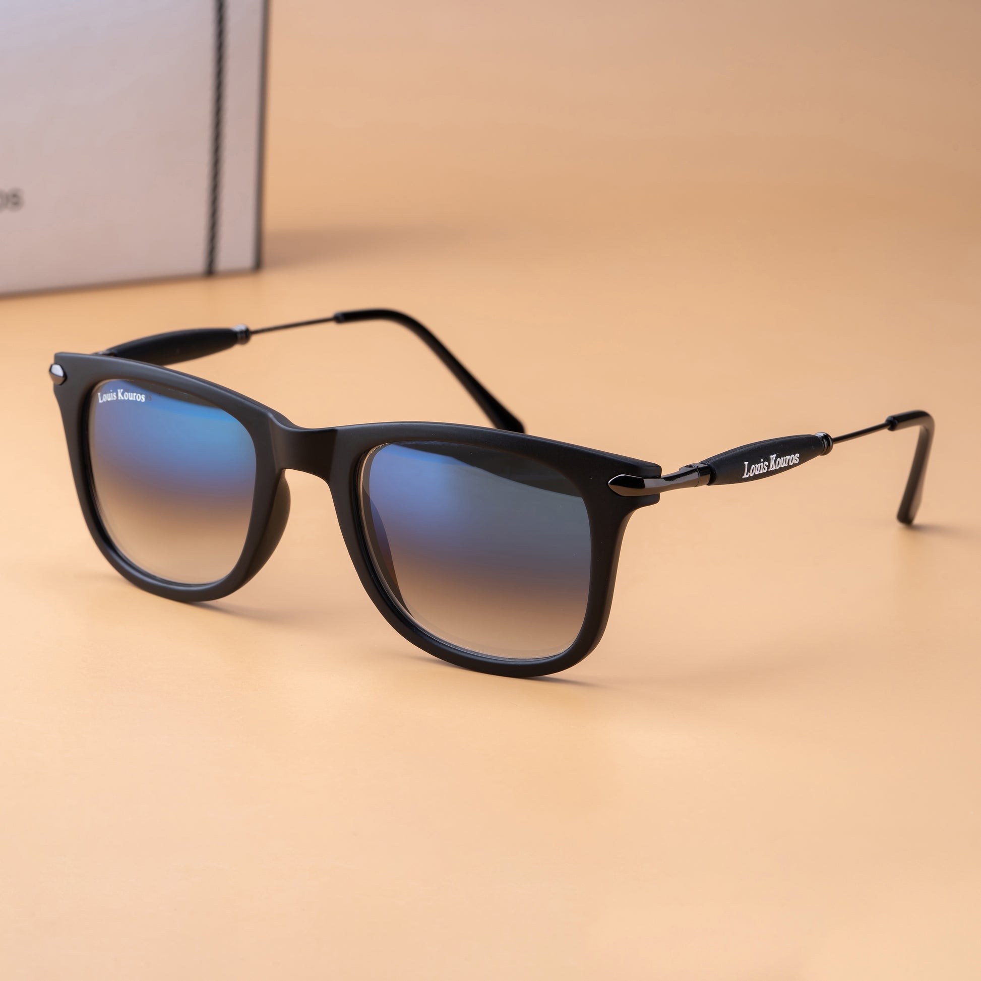 Blue Buloster Square Sunglasses (SUN-LK-2148-BLU2BLK-M)