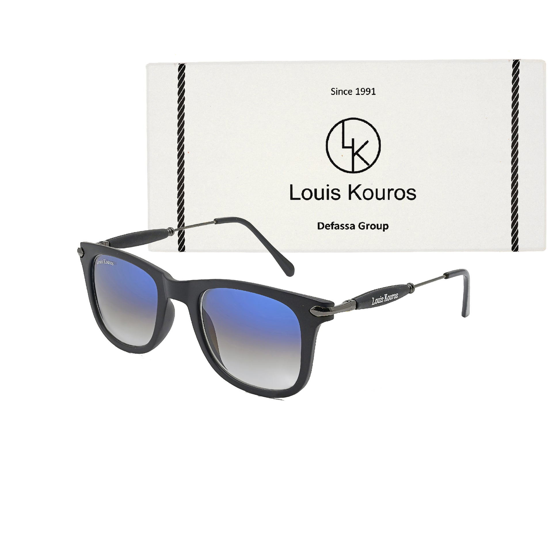 Blue Buloster Square Premium Sunglasses (SUN-LK-2148-BLU2BLK-M)